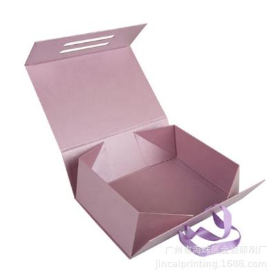 China High Quality Pale Pink Materials Recycled Corrugated Folding Box For Candles Birthday Gift Box With Handles for sale