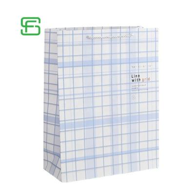 China Recycled Materials Lattice Irregular Lines Pattern Recyclable Paper Bags Clothing Shopping Packing Paper Bag for sale