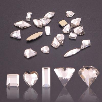 China Easy Apply White Diamond Aurora Color Special Shaped Nail Art Glass Jewelry Flatback DIY Rhinestone Clear 3D Nail Decoration Accessories for sale