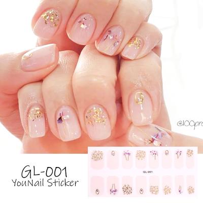 China 2022 Hot Selling Popular Easy Glitter Style French Colorful Adhesive Stickers Art Accessories Manicure Full Cover Nail Tips Decals for sale