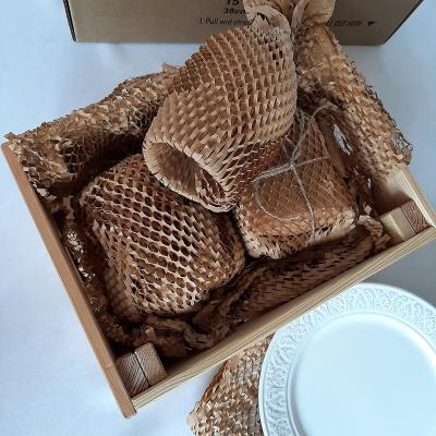 China Pure Wood Pulp Materials W50cm*L250M Paper Honeycomb Envelope Brown Eco Friendly Package Envelope Custom Logo Printed Honeycomb Paper for sale