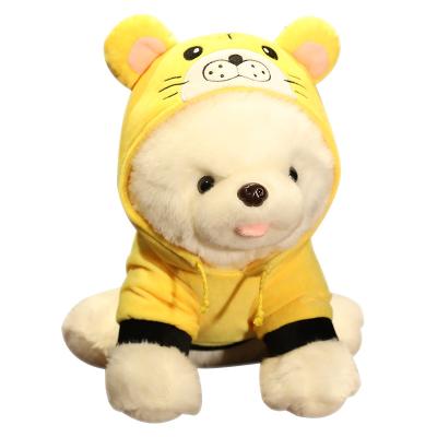 China Wholesale 25/35cm Animal Stuffed Plush Lovely Dressed Up Pom Dog Toy With Hood Hat Plush Dog Toy Stuffed Toy Customized Gift For Kids for sale