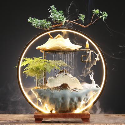 China Electric Incense Censer Chinese Style Water Home Office Ornaments Living Room Porch Housewarming Gift Chinese Desktop Waterfall Lamp for sale