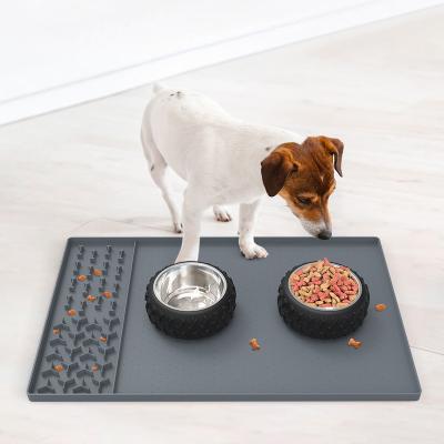 China New Dog Easy-to-Clean Puddle Proof Waterproof Breathable Cat Mat Pet Supplies Silicone Pet Slow Food Place Mat Silicone From Amazon for sale