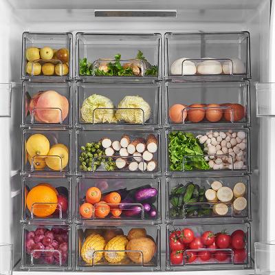 China Stackable Eggs PET Multi-Layer Fruit and Vegetable Freshness Preservation Refrigerator Storage Box Food Fridge Fresh-Storage Organizer for sale