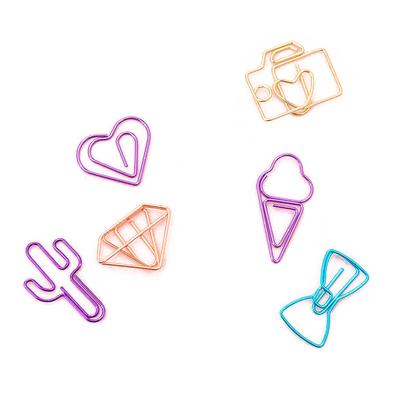 China 2021 New Cute Creative Multi Hollow Metal Office School Metal Paper Clips Colorful Bookmarks Set Stationery 10 Pieces/Bag for sale