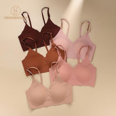 China QUICK DRY Custom Slim Padded Lift Up Logo Comfortable Breathable Wireless Backless Body Shaping Seamless Bra For Women for sale