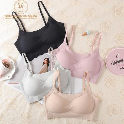 China QUICK DRY Ice Silk Bra Women Push Up Underwear Sleep Top Padded Shockproof Thin Lingerie Bralette Seamless Bras for sale