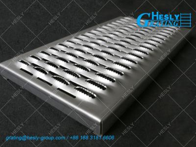 China Grip Strut Safety Grating Stairs | Perforated Shark Mouth Hole | 300mm width | 2.0mm galvanised steel | HeslyGrating for sale