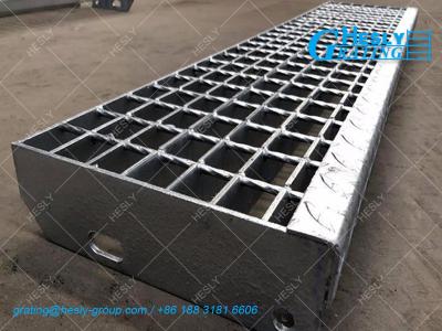 China Welded Bar Grating Stair Treads with nosing plate | 250X1000mm | Hot Dipped Galvanised | China Grating Supplier for sale