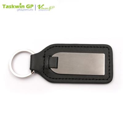 China Promotional giveaways event awards keepsake. Wholesale Custom Black Leather+Iron Keychain Bulk Nickel Leather Keychain for sale