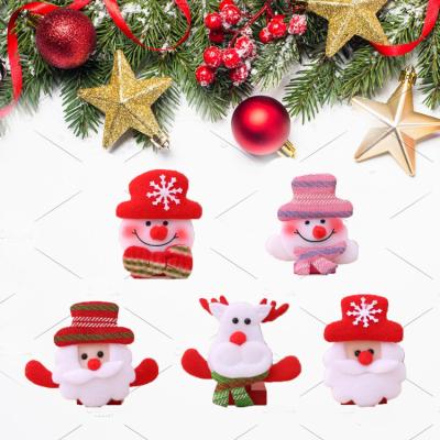 China Christmas Ornaments 2020 Custom Products Plush Christmas Ornaments Baubles Flash Glowing Christmas Led Pin Badge for sale