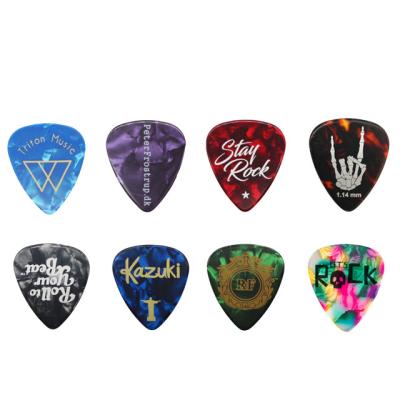 China Wholesale Price GUITAR Logo Printing 0.46mm 0.71mm 0.88mm 0.96mm 1.0mm 1.2mm 1.5mm Mix Colors Bead Celluloid Guitar Mediator for sale