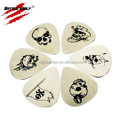 China GUITAR 0.3MM-0.4MM Custom Logo Silk Printing Hot Sell Smooth Stainless Hawaiian Guitar Plectrum Pick for sale