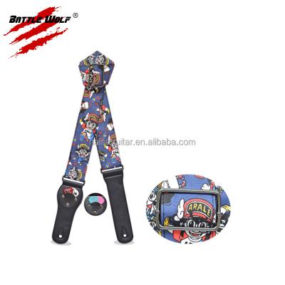 China Custom Anime GUITAR PU Leather Ends Guitar Strap for sale