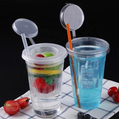 China Bio-degradable Eco friendly transparent plastic cup disposable plastic bubble tea cup plastic juice cup for sale