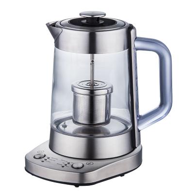 China 360 Degree Rotating Base 1.5L Electric Tea Kettle Fast Boiling Glass With Auto Cut Off And Multi-temperature Control With Tray for sale