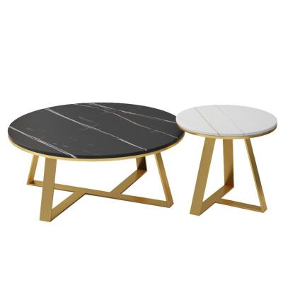 China Modern Nordic Modern Metal Legs Gold Design Furniture Living Room Apartment Round Marble Coffee Table for sale