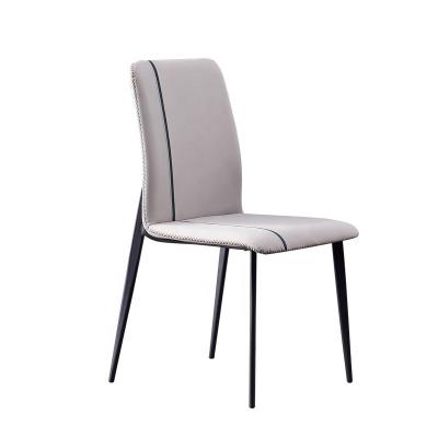 China Modern Nordic Style Furniture Luxury Home Comfortable Simple Metal Legs PU Leather Upholster Dining Chairs for sale