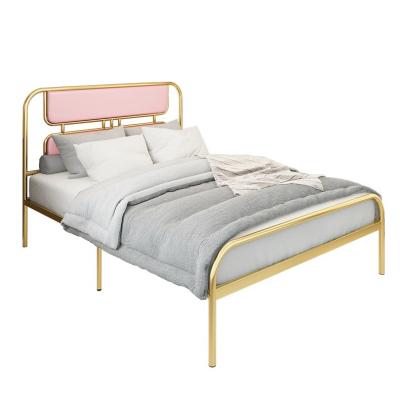 China Adjustable Modern Hotel Furniture Gold Steel King Size Bed Frame (Other) Theme for sale