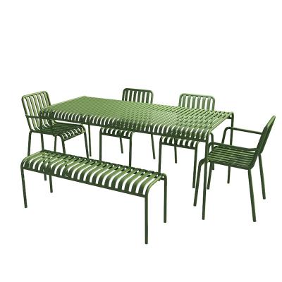 China Waterproof Metal Outdoor Dining Sets Garden Table And Bench Garden Furniture Outdoor Furniture for sale