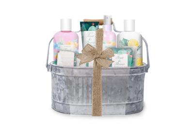 Китай Tin Basket 6pcs Ladies Bath Set With Shower Gel, Body Lotion, Body Spray, Hand Cream, Bath Salt продается