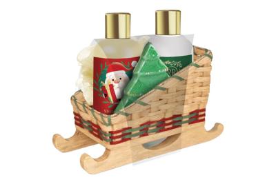 Chine Cadeau en bois de Bath du panier 4pcs réglé avec le gel de douche, lotion de corps, Bath Fizze, souffle de corps à vendre