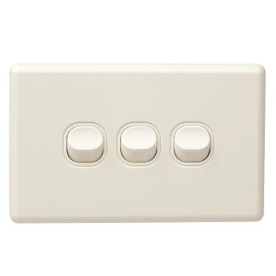 China Customized Logo Brand Australia Standard 3 Strip Residential Thin Light Wall Mounted Switch for sale