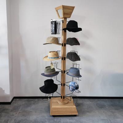 China Eco - Friendly Metal Wire Hats Rack Floor Rotating Racks Hat Display Four Side Retail Store for sale