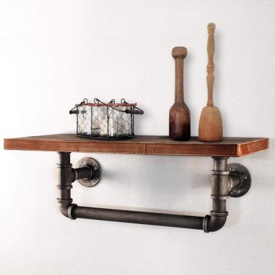 China Eco - Friendly Industrial Single Tier Pipe Shelf Wall Shelf With Towel Rack for sale