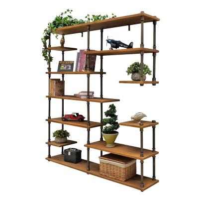 China Large And Small Industrial Shelves Vintage Pipe Frame Mid Century Industrial Bookcase for sale