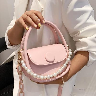 China Summer 2021 summer 2021 handbag chain pearl rope handle small new messenger bag female net red oceanic single shoulder fashionable central statistical institute for sale