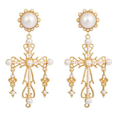 China Office/Career 2021 New European and American Famous Earrings Fashion Luxury Full Diamond Baroque Crusader Palace Exaggerated Earrings for sale