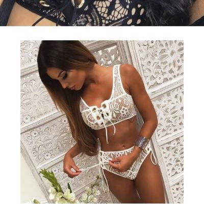 China Breathable Designer Luxurious Swimsuit Tied Lace Bikini Swimsuit Sexy Big Breasts Split Swimsuit Female Bikini for sale