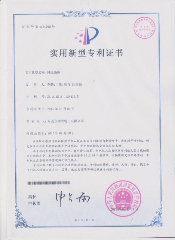 PATENT STANDARD - Dongguan Penghui Electronics Co., Ltd.