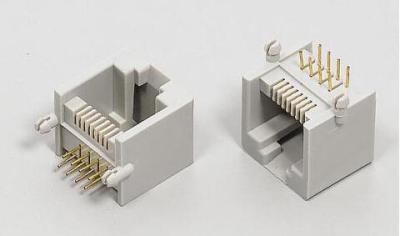中国 90 程度 8P8C RJ45 耳のない PBT の灰色の上の女性のジャックの単一の港タブ 販売のため