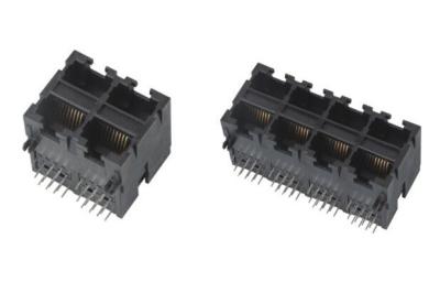 中国 2 x 2/2 x 4 EMI PBT ハウジングのない港 90 の程度 RJ45 のコネクター 販売のため