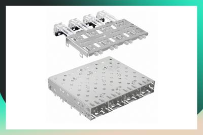 China 1X4 SFP Cage Connector U77-C4110-1011 Metal EMI Female Without Light Pipe for sale