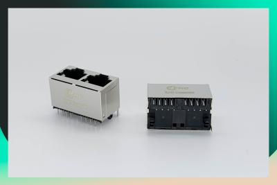 Κίνα Συνδετήρας Rj45 PH52E88-21210XX δικτύων PHC 1x2 μέσω της λήξης ύλης συγκολλήσεως τρυπών προς πώληση