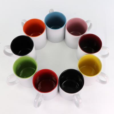 China Stocked Ceramic 11oz Sublimation Color Inner Coffee Mugs With Coating for sale