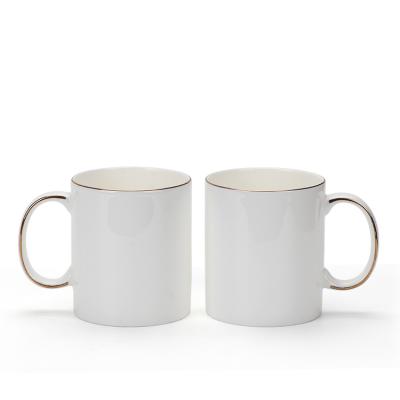 China 11Oz Sublimation Handle Porcelain Mug Stocked Gold Bone China Fine Bone China Coffee Mugs for sale