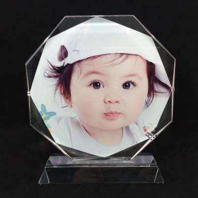 China Custom Blank Octagonal Crystal Photo Frame Sublimation Souvenir 15X15cm for sale