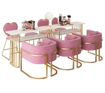 China Modern hot sale pink chair nail polish table set pink table set manicure table QZ-F62B for sale