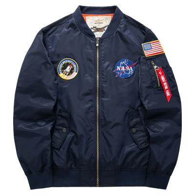 China Wholesale Hot Sale Men's Breathable Hip Hop Nasa Breathable Down Moq Style Breathable Baseball Padded Classic Bomber Flight Jacket for sale