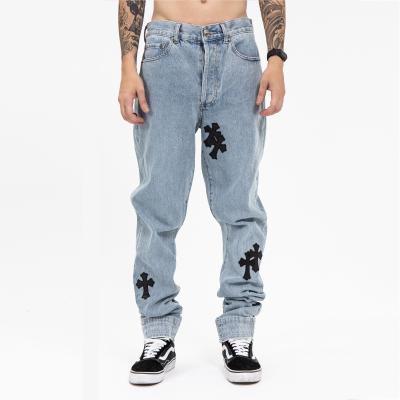 China Breathable Skinny Denim Jean Moto And Biker Style Distress Destroy Wash Ripped Patchwork Custom Printed Mens Pants Jeans for sale