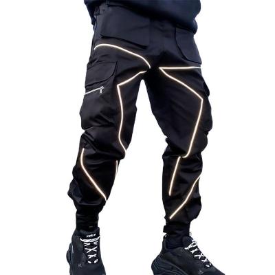 China 2021 New QUICK DRY Men's Fitness Clothing Spring Reflective Striped Track QUICK DRY Muscle Pants Autumn Sports Casual Cargo Sweatpants for sale