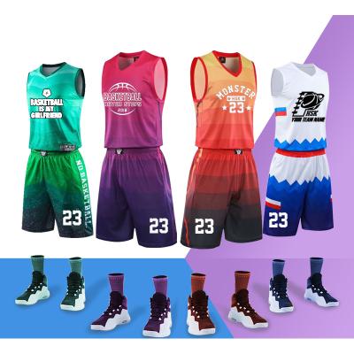 China Custom Men's Breathable Basketball Tank Tops Breathable Basketball Team Uniform Jerseys Suits Teamwear club uniform basketball uniforms sets for sale