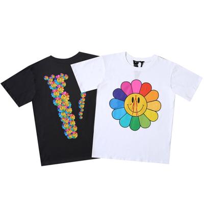 China 2021 Summer Breathable Fashion Vlones Sunflower Loose Wild Short Sleeve Fashionable Popular Printing Unisex T-shirt for sale