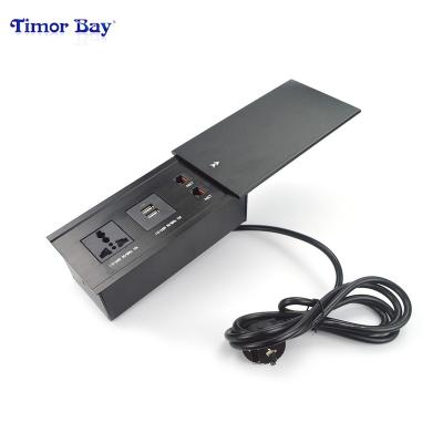 China Easy Installation Conference Table Universal Sliding Power Socket With USB Socket Desktop Sliding Power Socket for sale