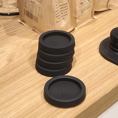 China Wholesale Price Viable Round Coffee Powder Press Pad Black Easy Cleaning Mat Coffee Silicone Tamper for sale